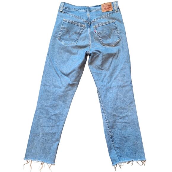 Levi's Women 28 Light Wash Distressed Ribcage Straight Ankle Denim Jeans - Picture 2 of 6